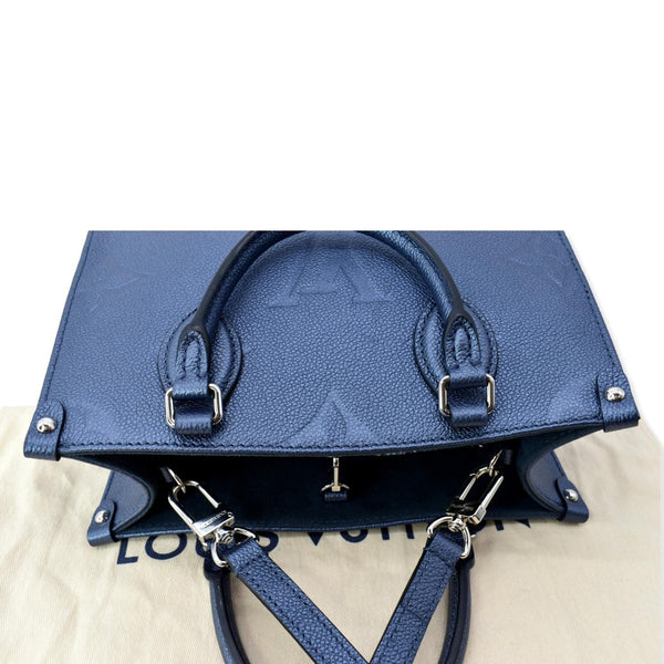 LOUIS VUITTON Onthego PM Monogram Empreinte Tote Shoulder Bag Navy Nacre