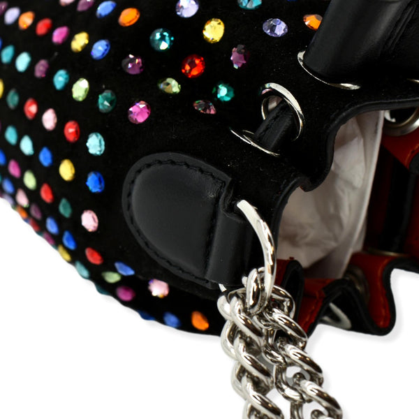 CHRISTIAN LOUBOUTIN Mary Jane Bucket Veau Velours Shoulder Bag Black