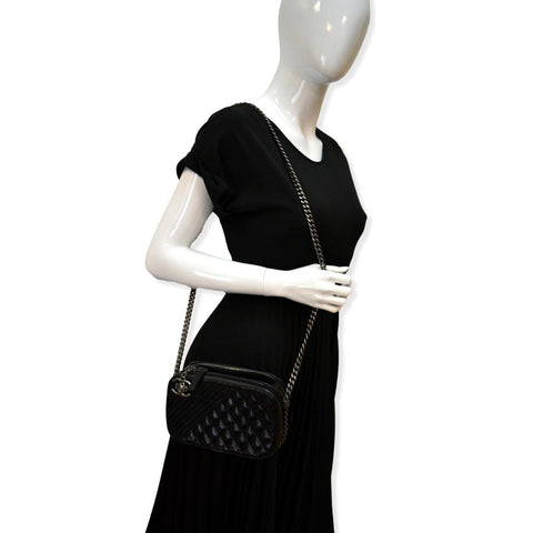 CHANEL Coco Boy Small Quilted Lambskin Camera Case Shoulder Bag Black - Hot Deals