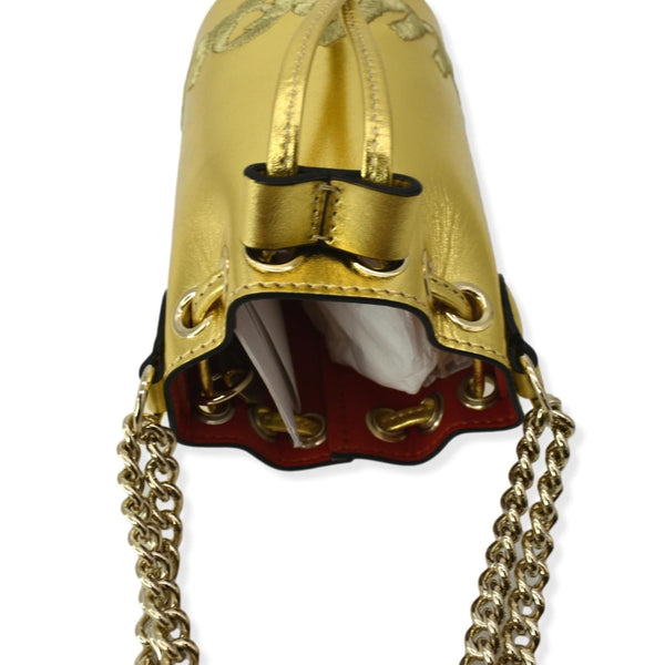 CHRISTIAN LOUBOUTIN Mary Jane Bucket Mini Leather Shoulder Bag Gold