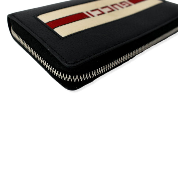 GUCCI Logo Zip Around Leather Wallet Black 408831