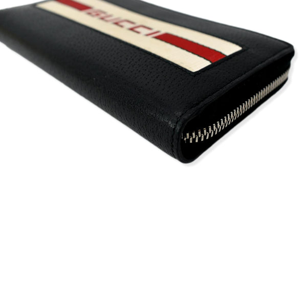 GUCCI Logo Zip Around Leather Wallet Black 408831