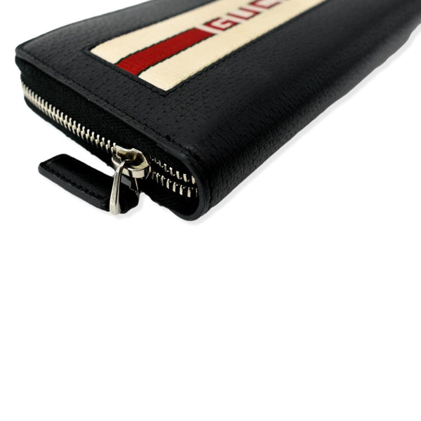 GUCCI Logo Zip Around Leather Wallet Black 408831