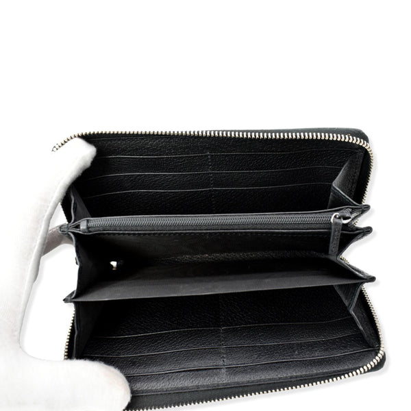 GUCCI Logo Zip Around Leather Wallet Black 408831