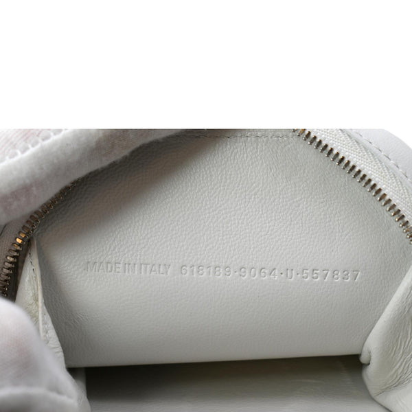 BALENCIAGA Logo Print Leather Strap Cash Phone Holder White