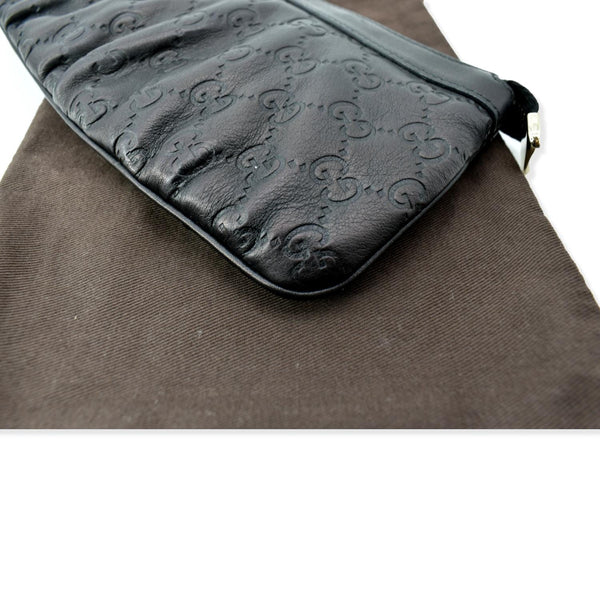 GUCCI Guccissima Leather GG Wristlet Pochette Black 212203