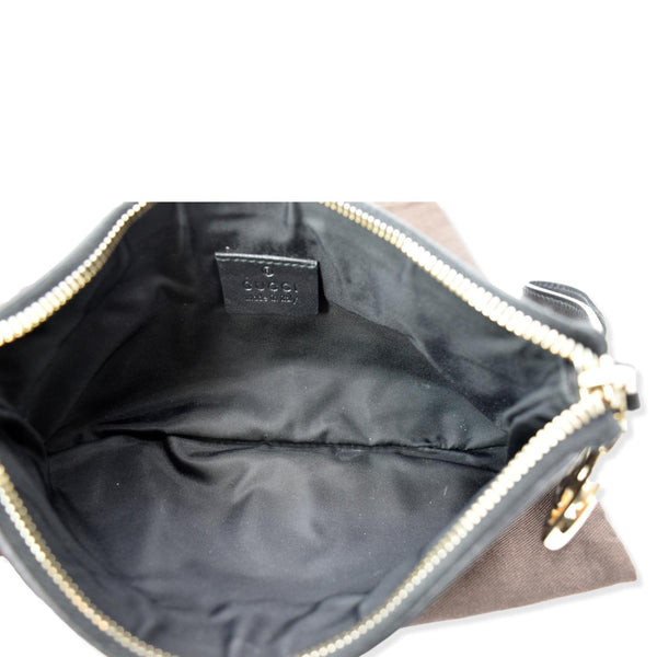 GUCCI Guccissima Leather GG Wristlet Pochette Black 212203