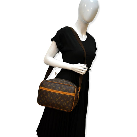 LOUIS VUITTON Reporter Monogram Canvas Shoulder Bag Brown