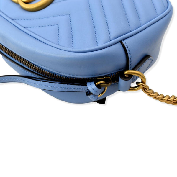 GUCCI GG Marmont Matelasse Leather Crossbody Bag Blue 447632
