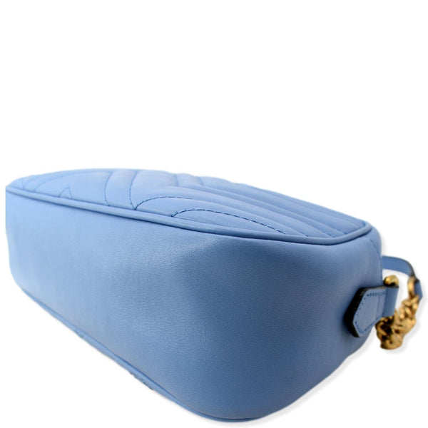 GUCCI GG Marmont Matelasse Leather Crossbody Bag Blue 447632