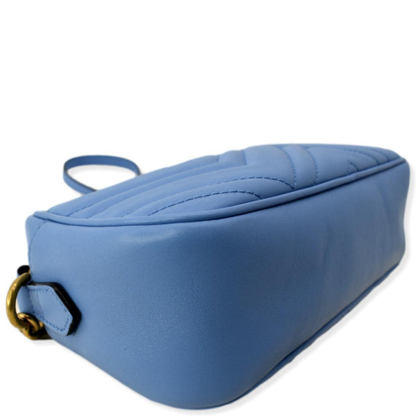 GUCCI GG Marmont Matelasse Leather Crossbody Bag Blue 447632