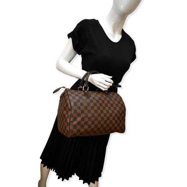 LOUIS VUITTON Speedy 30 Damier Ebene Satchel Bag Brown