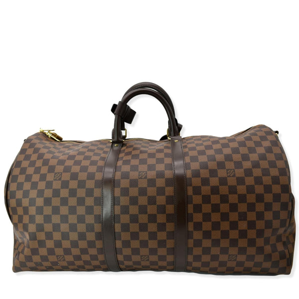 LOUIS VUITTON Keepall Bandouliere 55 Damier Ebene Travel Bag Brown