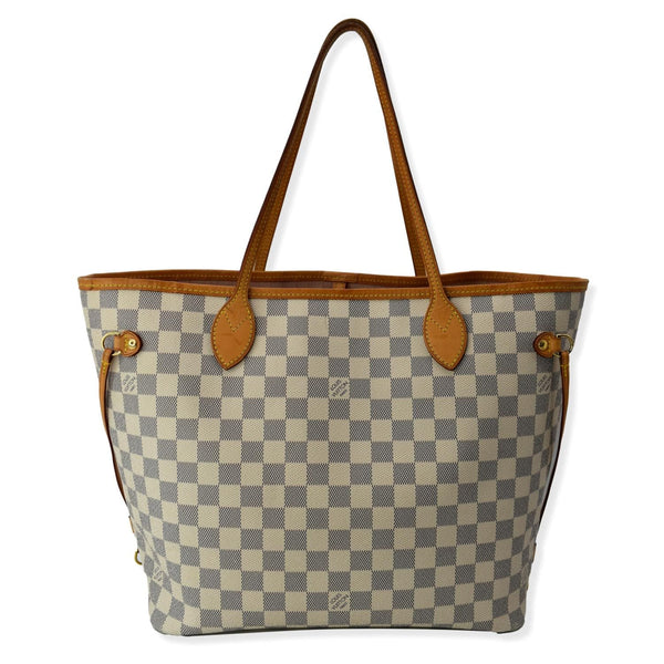 LOUIS VUITTON Neverfull MM Damier Azur Shoulder Bag White