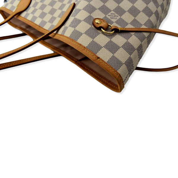 LOUIS VUITTON Neverfull MM Damier Azur Shoulder Bag White