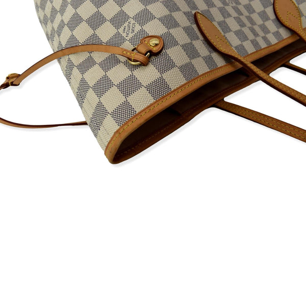 LOUIS VUITTON Neverfull MM Damier Azur Shoulder Bag White