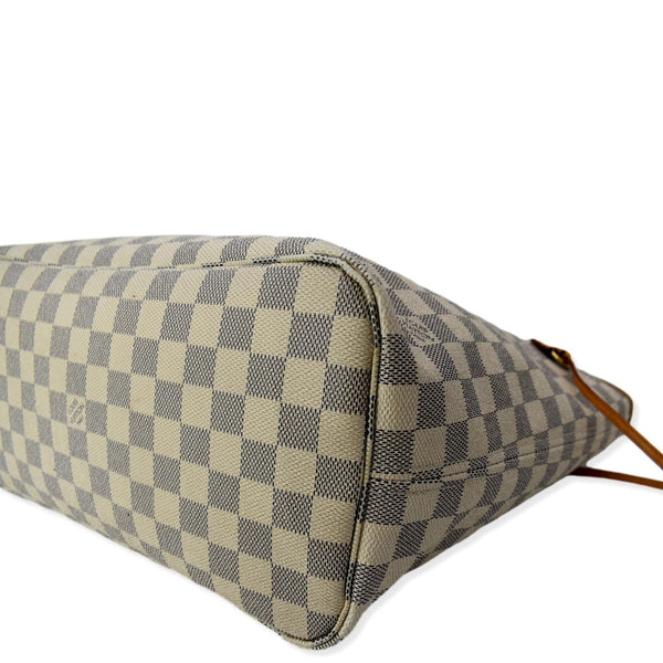 LOUIS VUITTON Neverfull MM Damier Azur Shoulder Bag White
