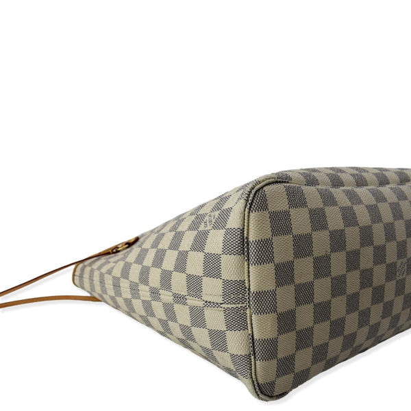 LOUIS VUITTON Neverfull MM Damier Azur Shoulder Bag White