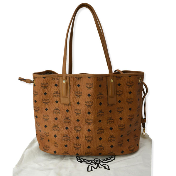 MCM Reversible Liz Medium Visetos Canvas Shopper Tote Bag Cognac
