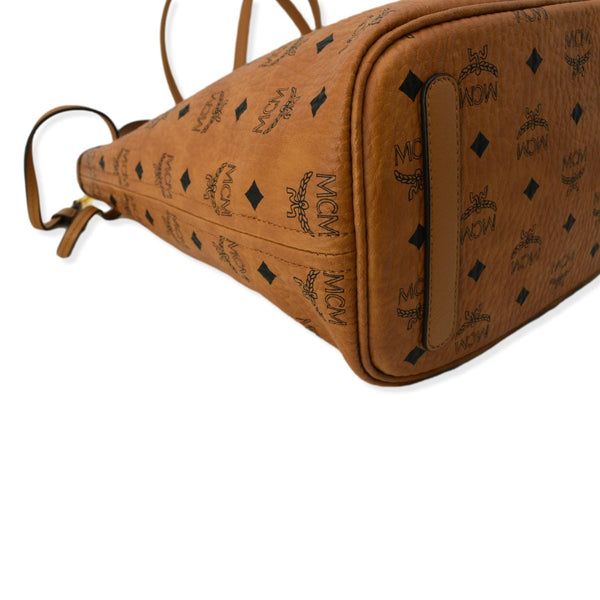 MCM Reversible Liz Medium Visetos Canvas Shopper Tote Bag Cognac