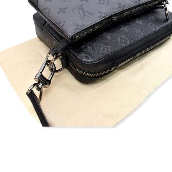 LOUIS VUITTON Trio Monogram Eclipse Messenger Bag Grey