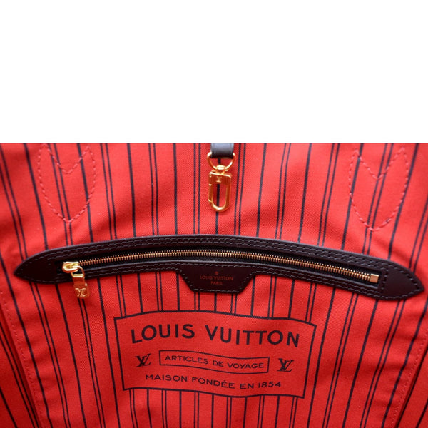 LOUIS VUITTON Neverfull MM Damier Ebene Tote Bag Brown