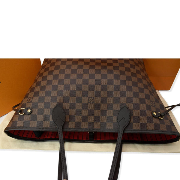 LOUIS VUITTON Neverfull MM Damier Ebene Tote Bag Brown
