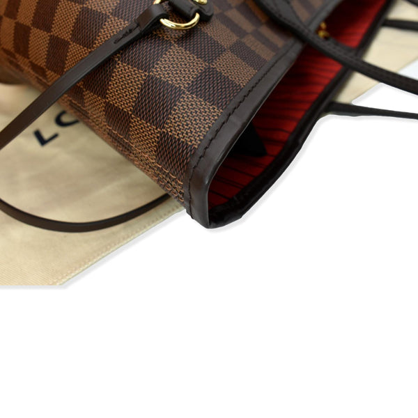 LOUIS VUITTON Neverfull MM Damier Ebene Tote Bag Brown