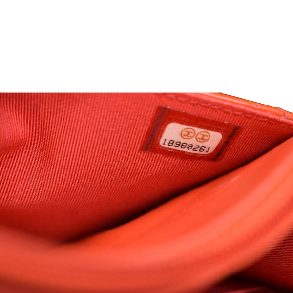 CHANEL WOC Patent Leather Wallet On Chain Clutch Bag Red