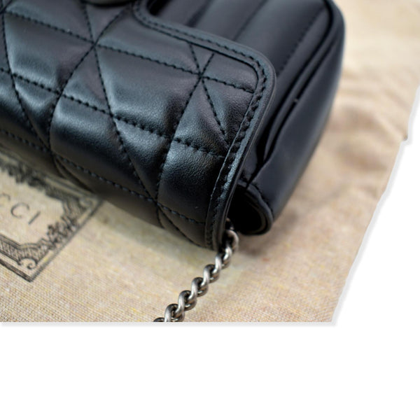 GUCCI GG Marmont Super Mini Leather Crossbody Bag Black 476433