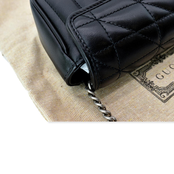 GUCCI GG Marmont Super Mini Leather Crossbody Bag Black 476433