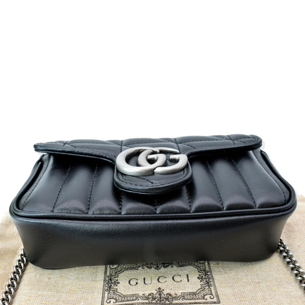 GUCCI GG Marmont Super Mini Leather Crossbody Bag Black 476433