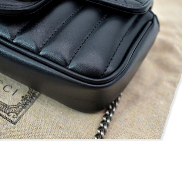 GUCCI GG Marmont Super Mini Leather Crossbody Bag Black 476433