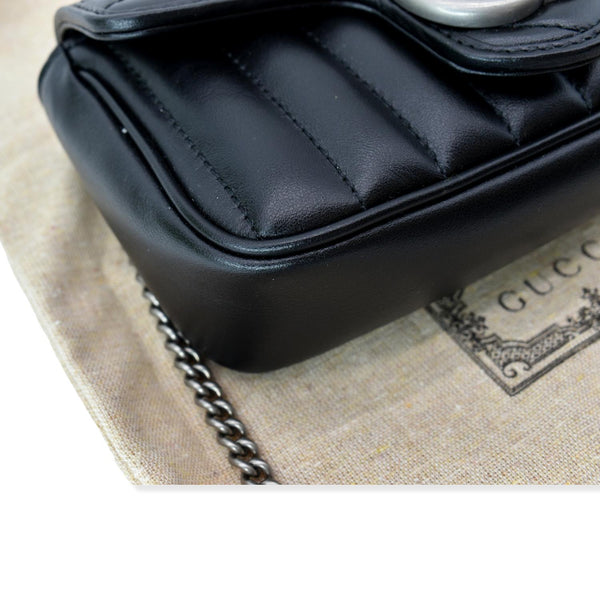 GUCCI GG Marmont Super Mini Leather Crossbody Bag Black 476433