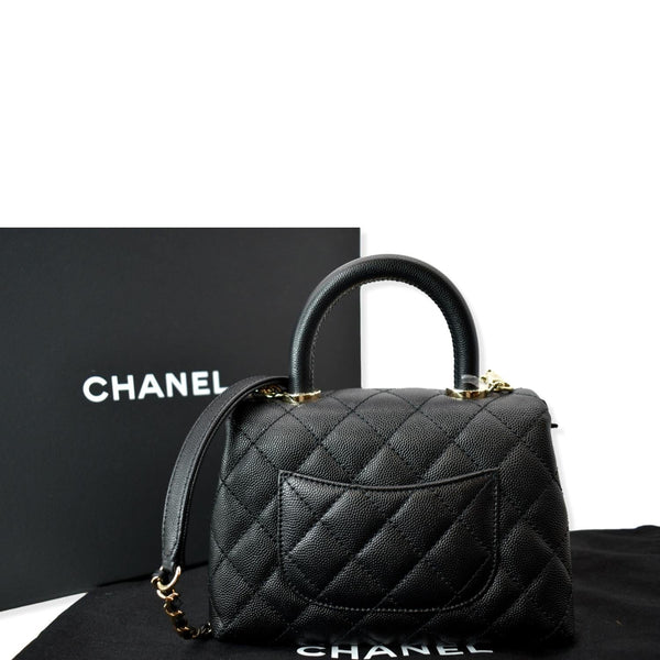 CHANEL Coco Extra Mini Top Handle Caviar Leather Shoulder Bag Black