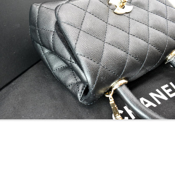 CHANEL Coco Extra Mini Top Handle Caviar Leather Shoulder Bag Black