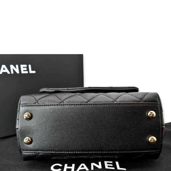 CHANEL Coco Extra Mini Top Handle Caviar Leather Shoulder Bag Black
