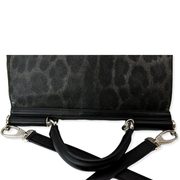 DOLCE & GABBANA Miss Sicily Leopard Print Leather Shoulder Bag Black