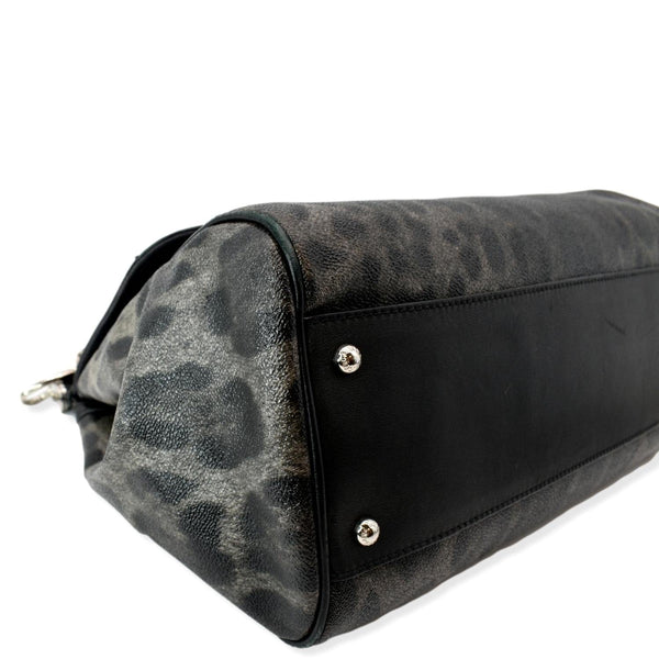 DOLCE & GABBANA Miss Sicily Leopard Print Leather Shoulder Bag Black