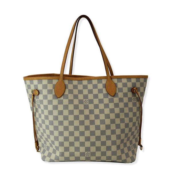 LOUIS VUITTON Neverfull MM Damier Azur Tote Bag White