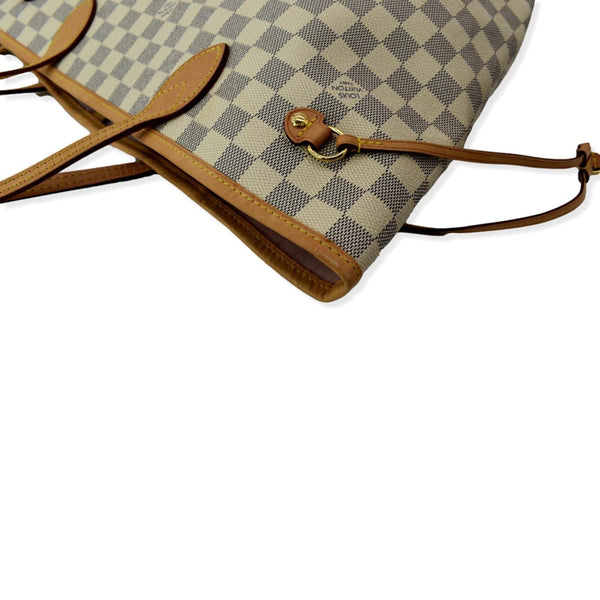 LOUIS VUITTON Neverfull MM Damier Azur Tote Bag White