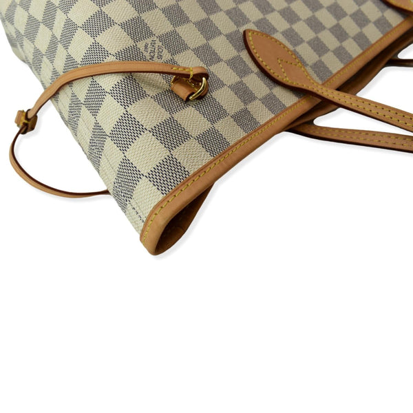 LOUIS VUITTON Neverfull MM Damier Azur Tote Bag White