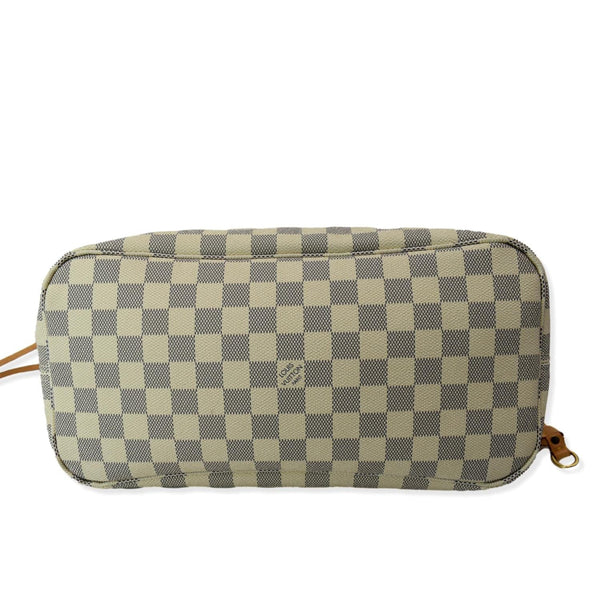 LOUIS VUITTON Neverfull MM Damier Azur Tote Bag White