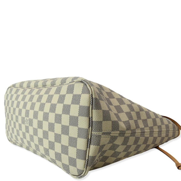 LOUIS VUITTON Neverfull MM Damier Azur Tote Bag White