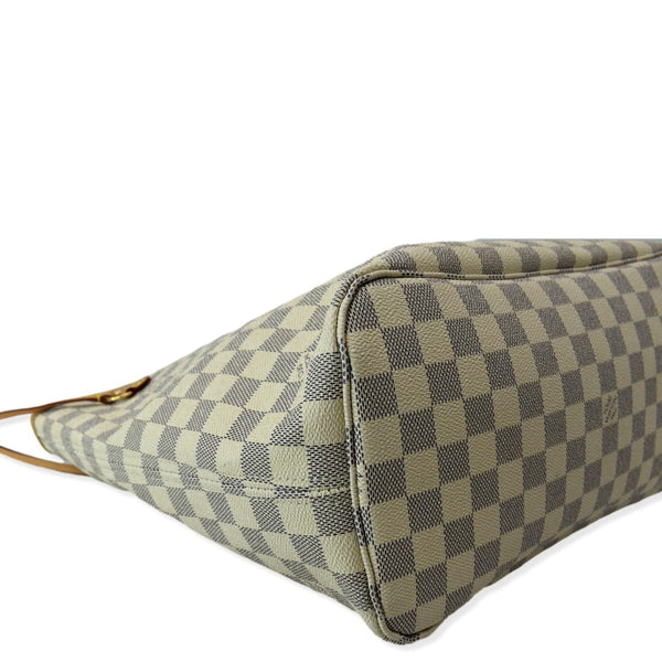 LOUIS VUITTON Neverfull MM Damier Azur Tote Bag White