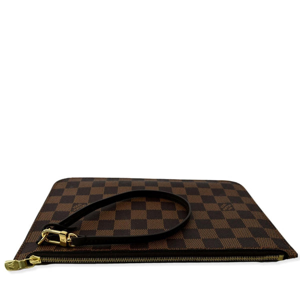 LOUIS VUITTON Neverfull Damier Ebene Pochette Wristlet Pouch Brown