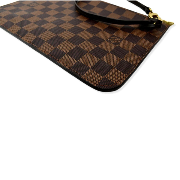 LOUIS VUITTON Neverfull Damier Ebene Pochette Wristlet Pouch Brown
