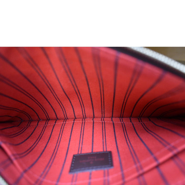 LOUIS VUITTON Neverfull Damier Ebene Pochette Wristlet Pouch Brown