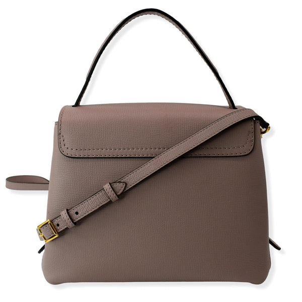 BURBERRY Banner Derby Small House Check Leather Tote Shoulder Bag Dusty Pink