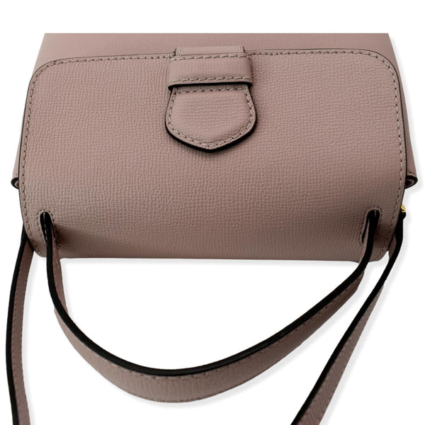 BURBERRY Banner Derby Small House Check Leather Tote Shoulder Bag Dusty Pink